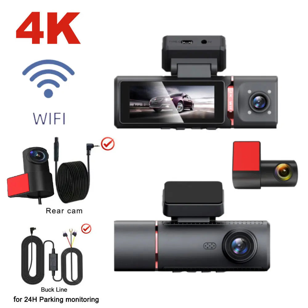 4K Dash Cam Streaming DVR Rearview Mirror Video Recorder with GPS