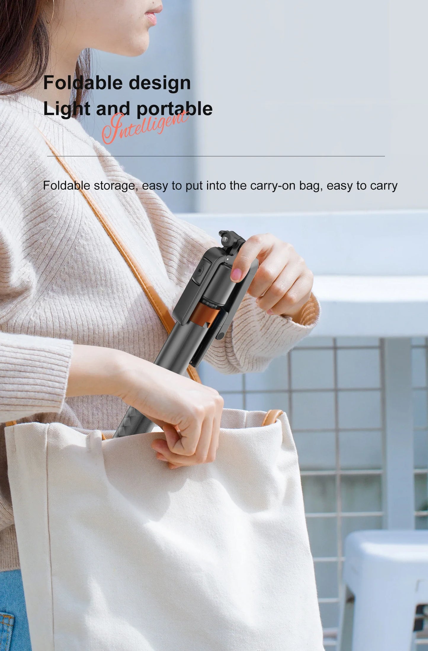 Tripod with Facial Tracking, 180 cm, 360° Rotation and Selfie Stick