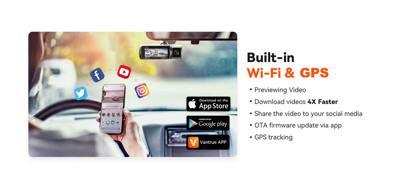 4K Dash Cam y DVR de Video en Streaming con GPS