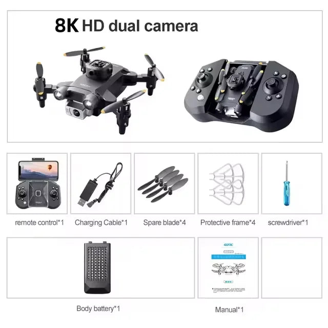 Mini Dron con Cámara HD 4K 1080P FPV RC -Dron con Evitación de Obstáculos-
