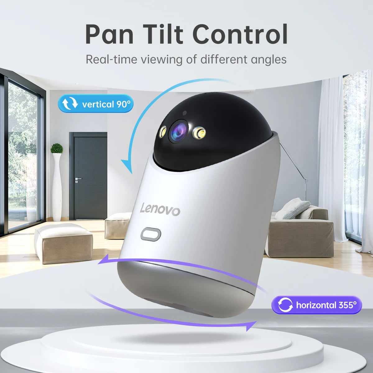 Cámara de videovigilancia WiFi Lenovo de 5 MP. Con seguimiento automático nocturno, seguridad CCTV y monitor de bebé.