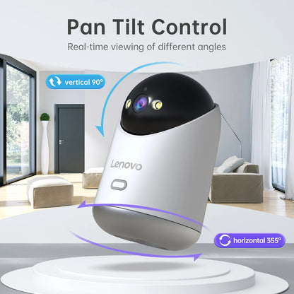 Cámara de videovigilancia WiFi Lenovo de 5 MP. Con seguimiento automático nocturno, seguridad CCTV y monitor de bebé.