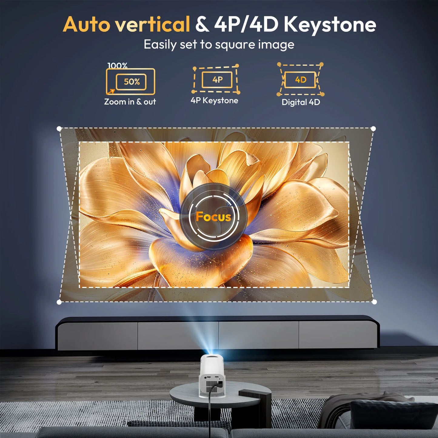 Home Theater and Portable Wifi6 Android Projector 1280 720P.