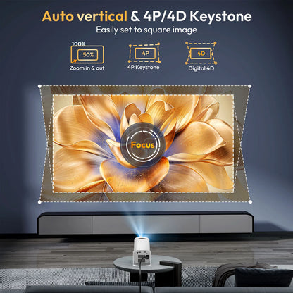 Home Theater and Portable Wifi6 Android Projector 1280 720P.