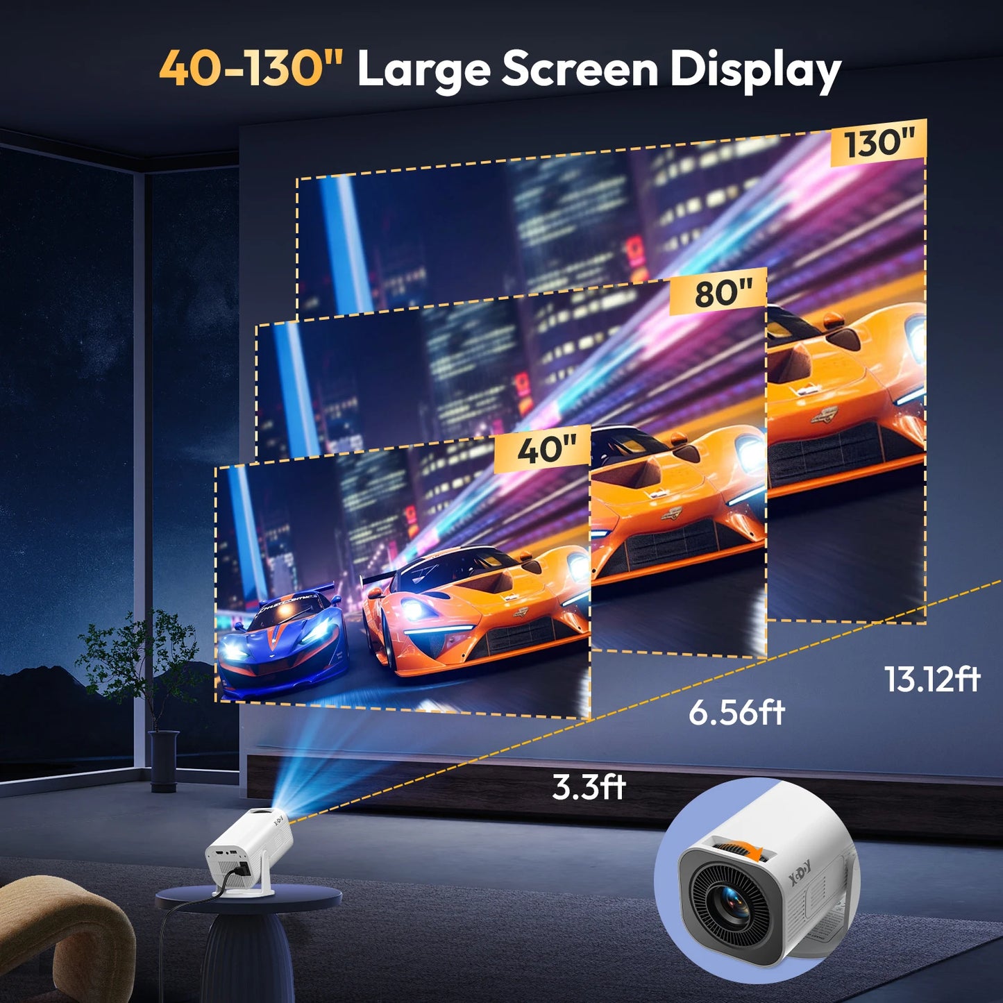 Home Theater and Portable Wifi6 Android Projector 1280 720P.