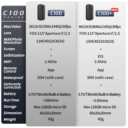 Cámara de deportes 4K. Resistente al agua 30 m. Wifi