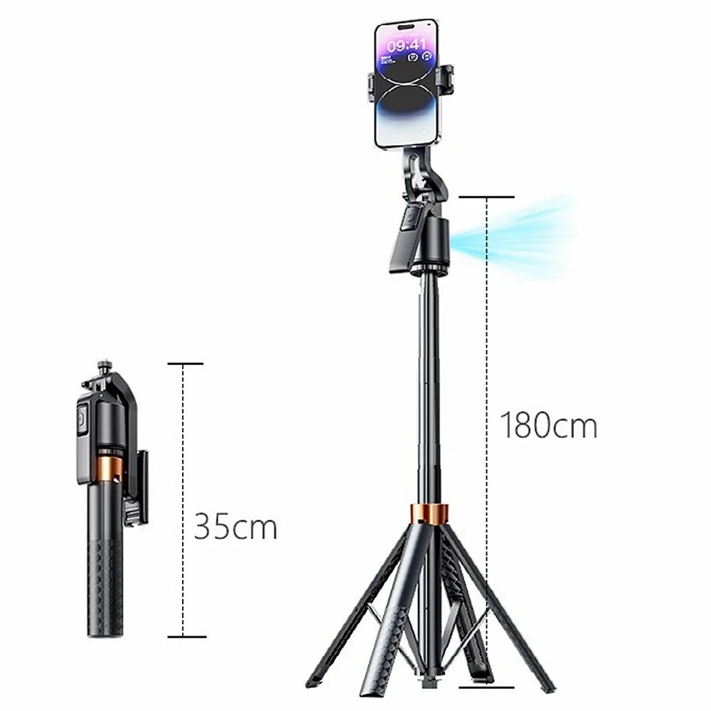 Tripod with Facial Tracking, 180 cm, 360° Rotation and Selfie Stick