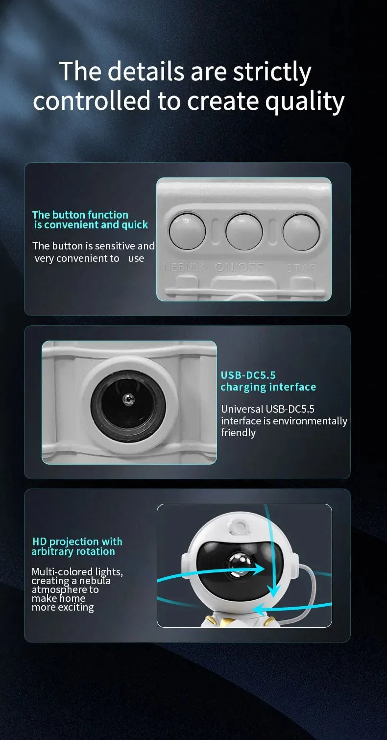 Astronaut Galaxy Projector and Bluetooth Speaker with Relaxing Sleep Music.