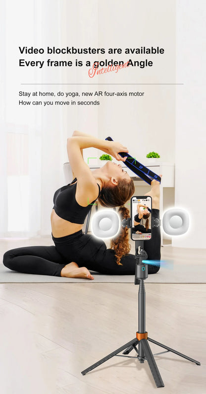 Tripod with Facial Tracking, 180 cm, 360° Rotation and Selfie Stick