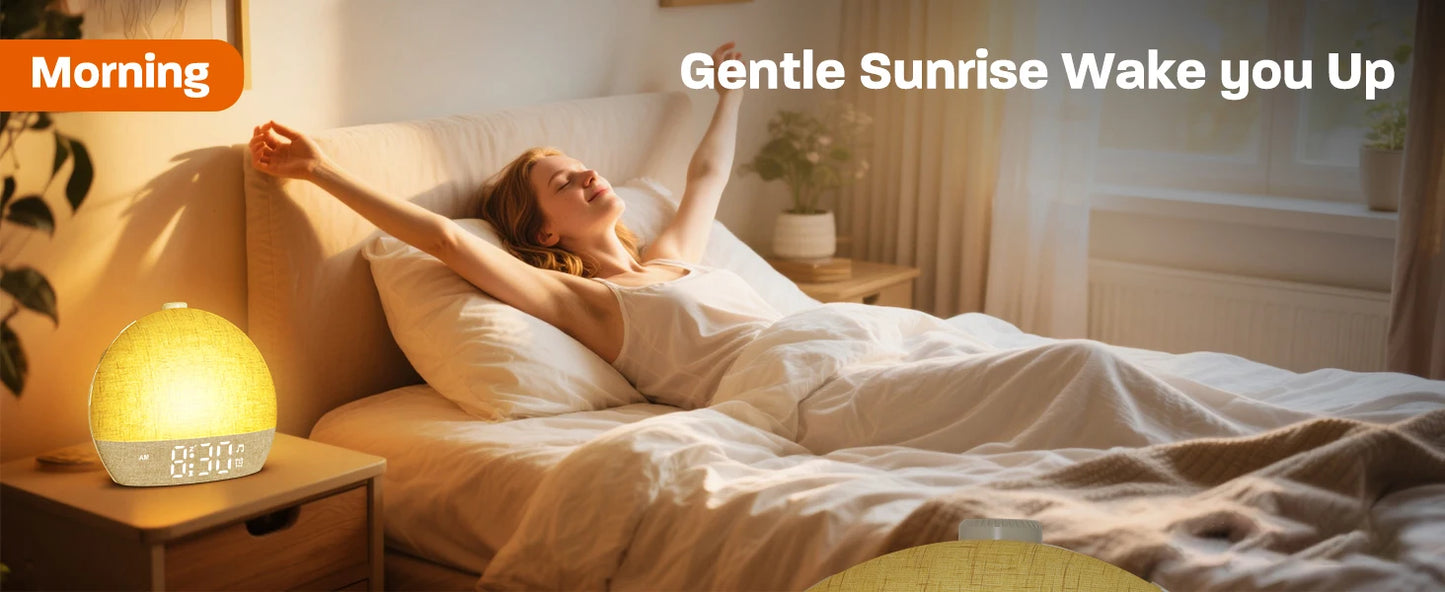 Sunrise Alarm Clock, 30-Minute Timer. Night Lights. Sleep Aid,