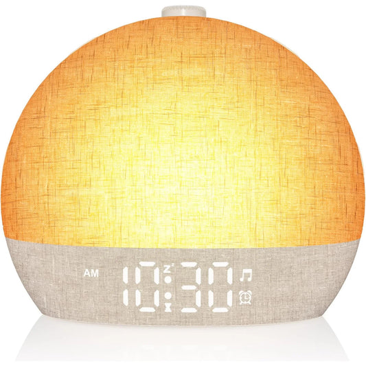 Reloj Despertador con Luz de Amanecer, Temporizador de 30 Minutos. Luces Nocturnas. Ayuda a Dormir,