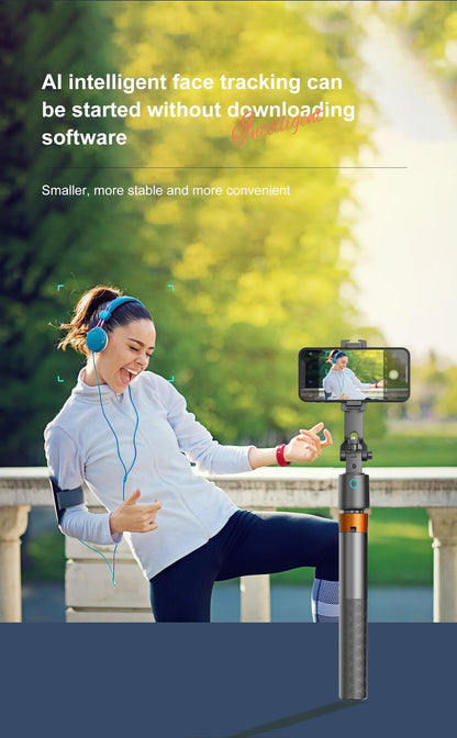 Tripod with Facial Tracking, 180 cm, 360° Rotation and Selfie Stick