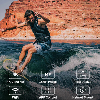 Cámara de deportes 4K. Resistente al agua 30 m. Wifi