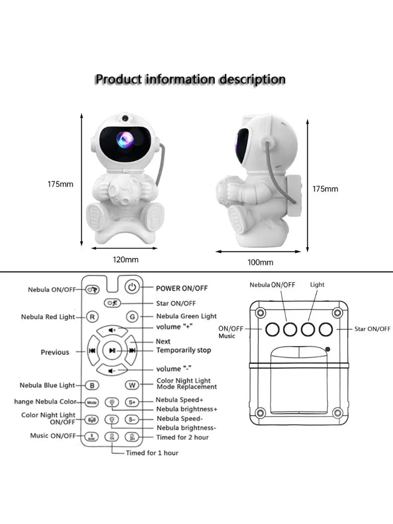 Astronaut Galaxy Projector and Bluetooth Speaker with Relaxing Sleep Music.