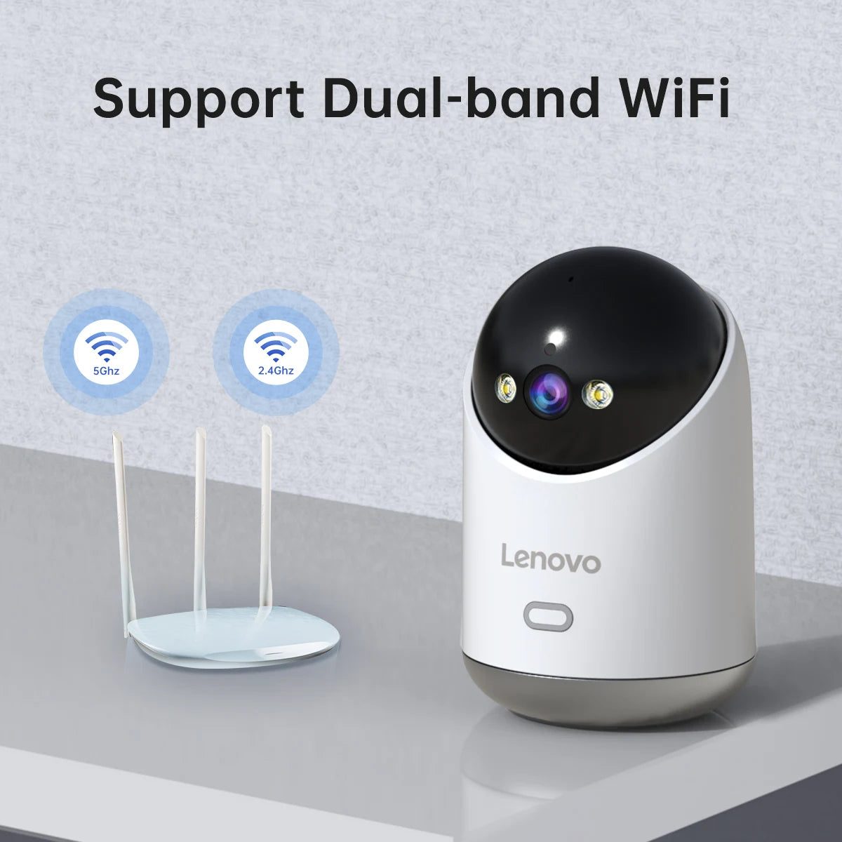 Cámara de videovigilancia WiFi Lenovo de 5 MP. Con seguimiento automático nocturno, seguridad CCTV y monitor de bebé.