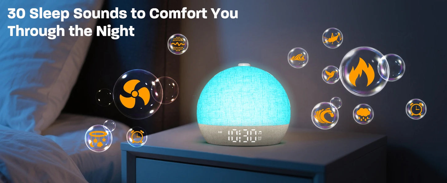 Sunrise Alarm Clock, 30-Minute Timer. Night Lights. Sleep Aid,