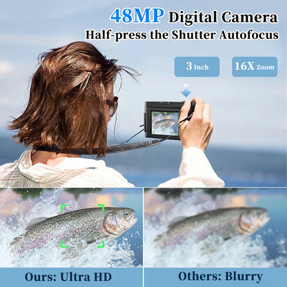 4K 48MP Digital Camera for Blogging, Photography, and Video Editing
