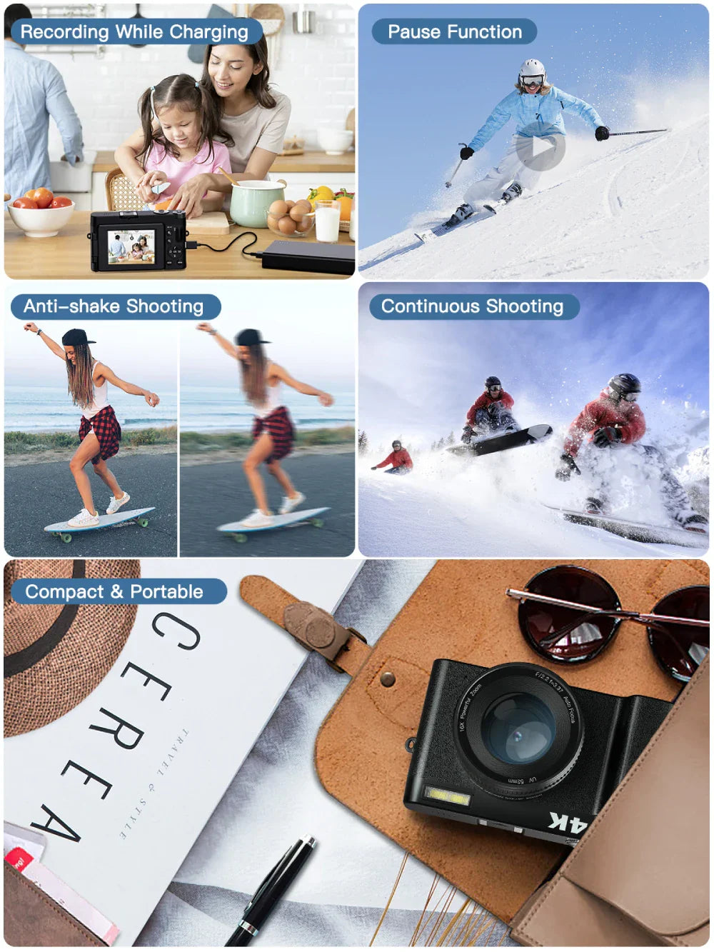 4K 48MP Digital Camera for Blogging, Photography, and Video Editing