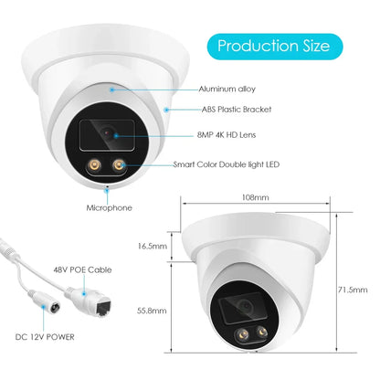 4K Outdoor Security Camera with Audio and Color Night Vision